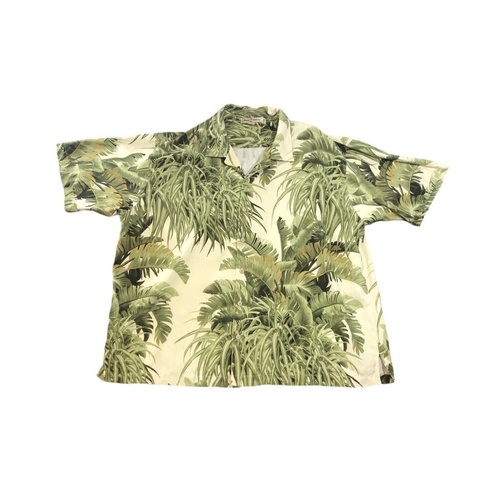 Tommy Bahamas Button Down Short Sleeve Shirt Men’s Green XXL 100% Silk